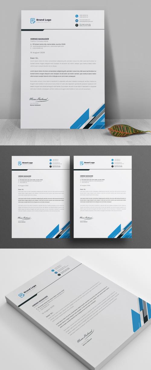 Letterhead Template With Blue Vector Accents 582361924