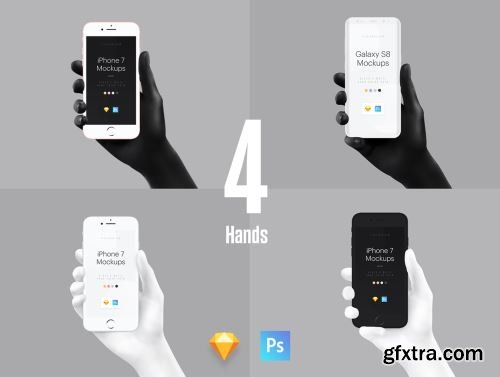 Unicolor & B/W Hands Mockups Ui8.net