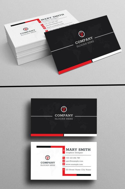 Business Card Red & Black Design Template 582429192