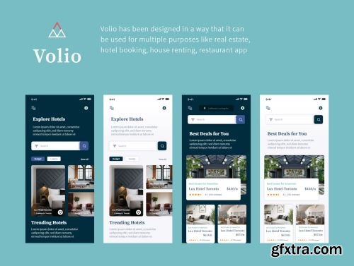 Volio - Hotel booking, restaurant and real estate app Ui8.net