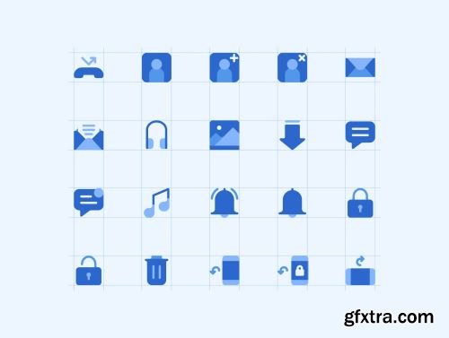 180 Mobile Functions Icons Blue Colored Ui8.net