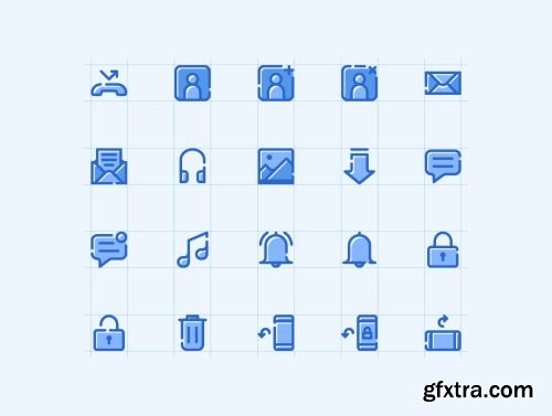 180 Mobile Functions Icons Blue Colored Ui8.net