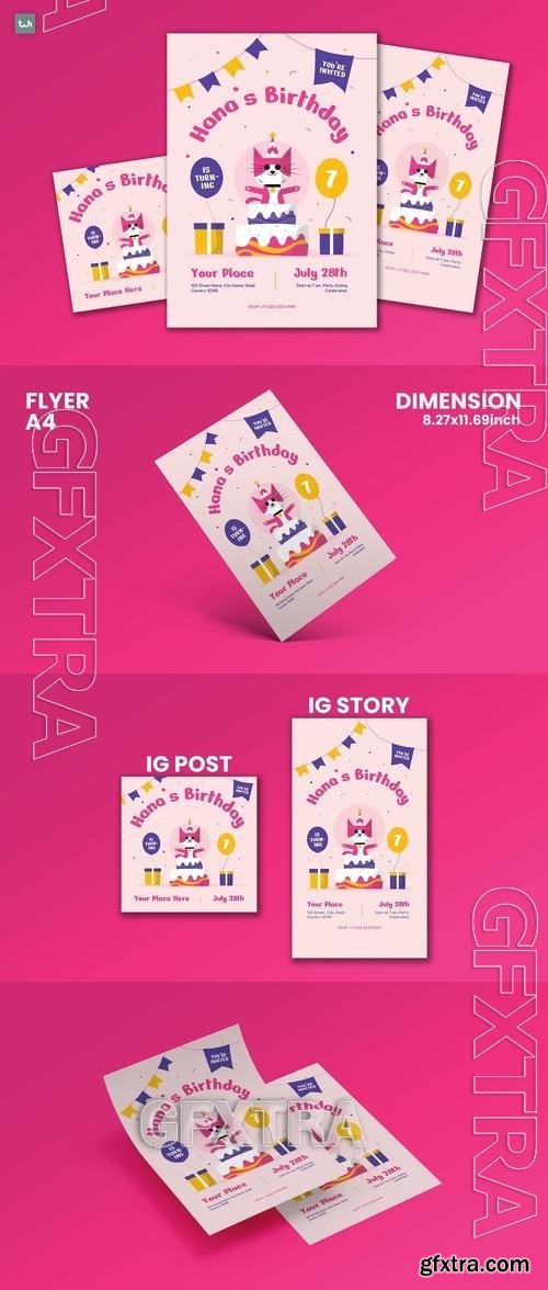 Flat Birthday Invitation Flyer Set | 002 XQCXR29