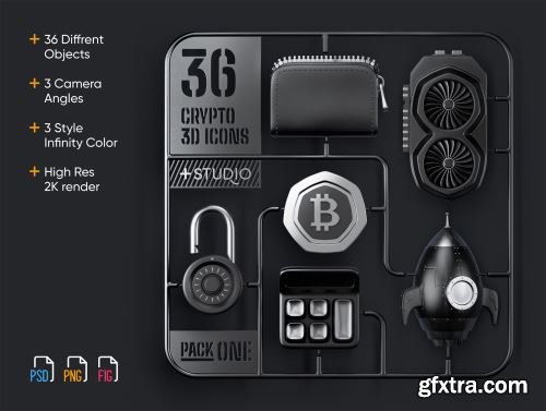 36 Crypto 3D icons Ui8.net