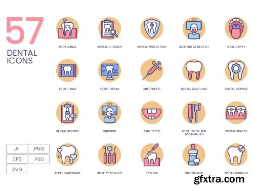 57 Dental Icons | Butterscotch Series Ui8.net