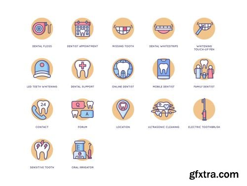 57 Dental Icons | Butterscotch Series Ui8.net