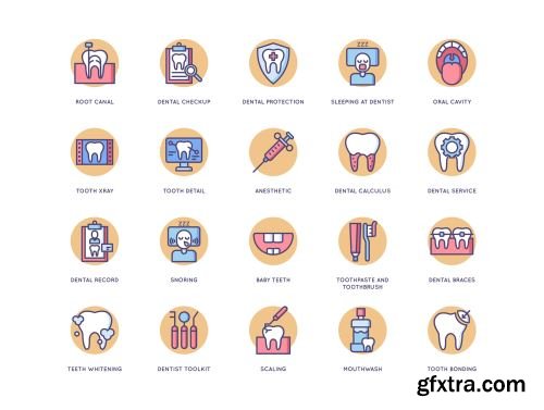 57 Dental Icons | Butterscotch Series Ui8.net