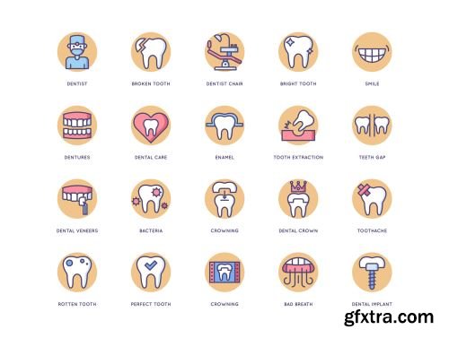 57 Dental Icons | Butterscotch Series Ui8.net