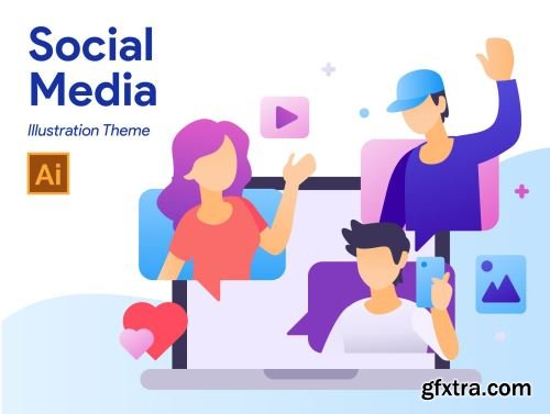 5 Social Media Illustration Ui8.net