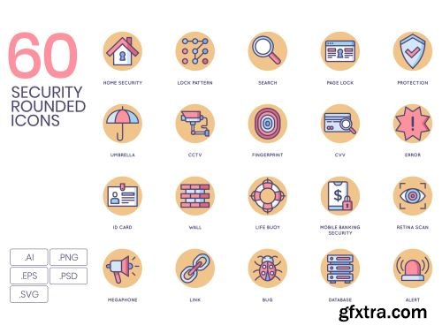 60 Security Icons | Butterscotch Series Ui8.net