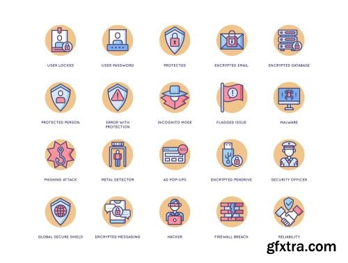 60 Security Icons | Butterscotch Series Ui8.net