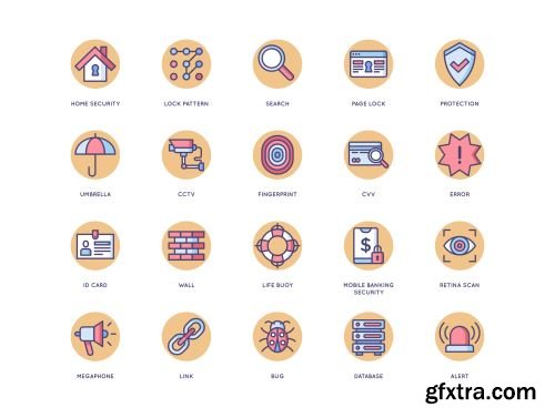60 Security Icons | Butterscotch Series Ui8.net