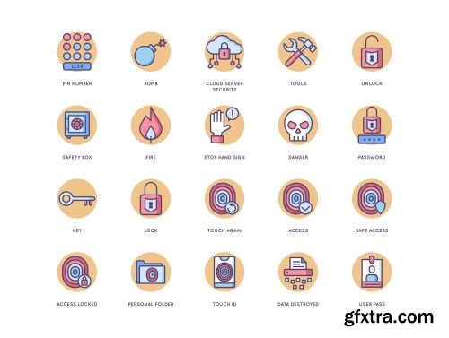 60 Security Icons | Butterscotch Series Ui8.net