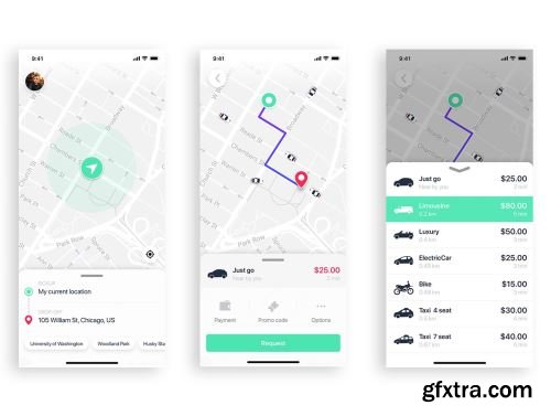 Aber Taxi mobile UI Kit Ui8.net