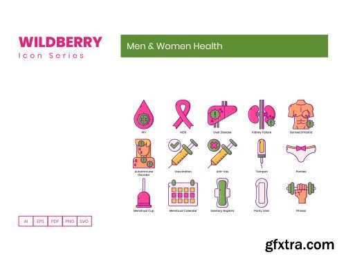 85 Men & Women Health Icons | Wildberry Series Ui8.net