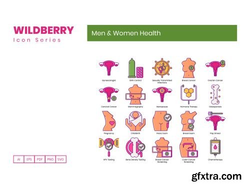 85 Men & Women Health Icons | Wildberry Series Ui8.net