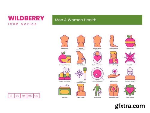 85 Men & Women Health Icons | Wildberry Series Ui8.net