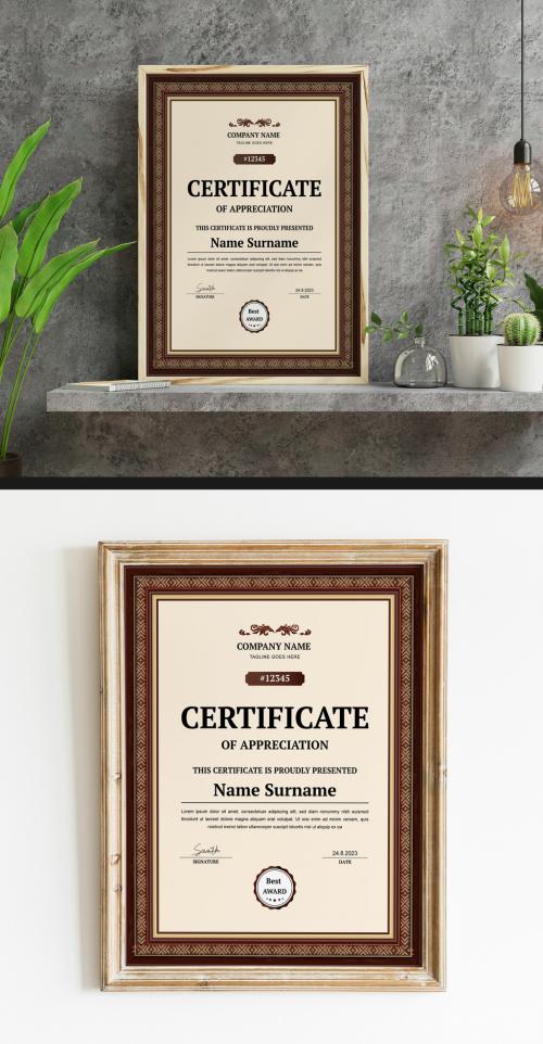 Classic Vintage Certificate Design Template 582631545