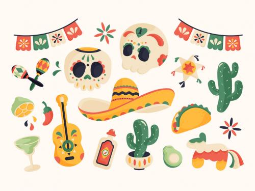 Cinco De Mayo illustration Set with Mexican Themed Elements 575920420