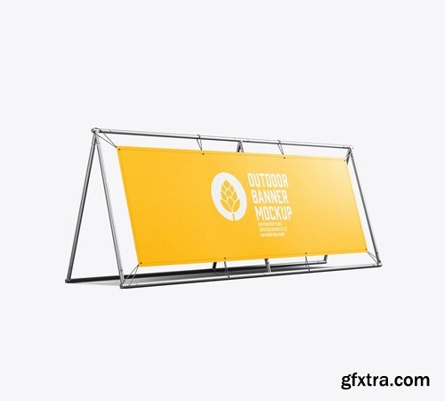 Metallic Outdoor Banner Mockup 3RCBGBY