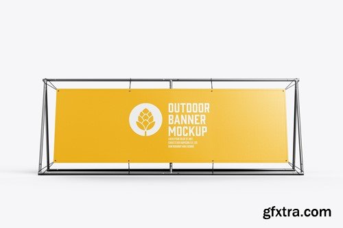 Metallic Outdoor Banner Mockup 3RCBGBY