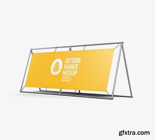 Metallic Outdoor Banner Mockup 3RCBGBY