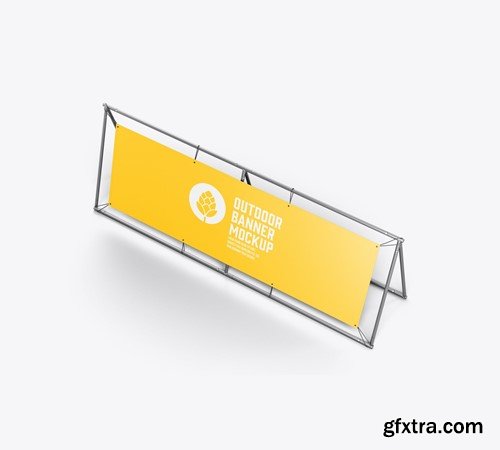 Metallic Outdoor Banner Mockup 3RCBGBY