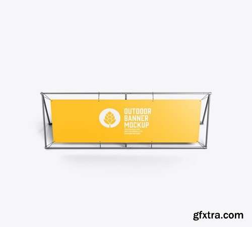 Metallic Outdoor Banner Mockup 3RCBGBY