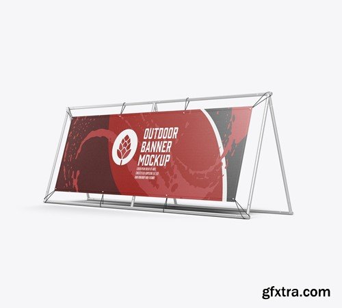 Metallic Outdoor Banner Mockup 3RCBGBY