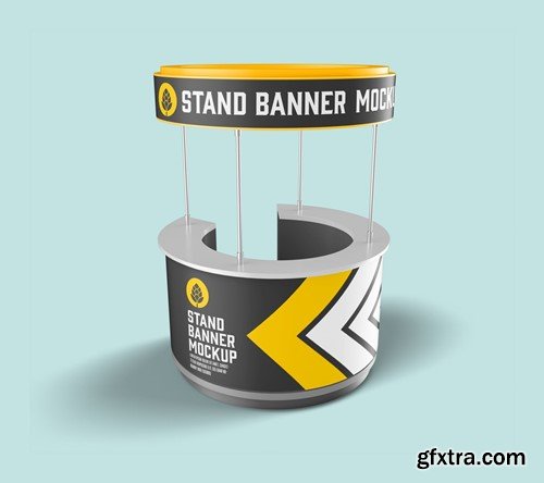 Round Promo Stand Banner Mockup KB84V4R