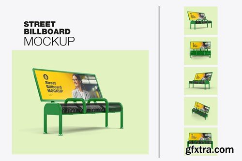 Street Bench Advertising Mockup RHE52BX