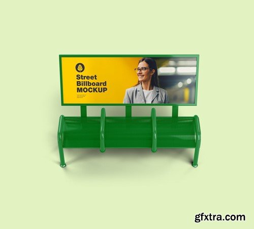 Street Bench Advertising Mockup RHE52BX