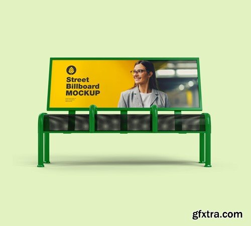 Street Bench Advertising Mockup RHE52BX