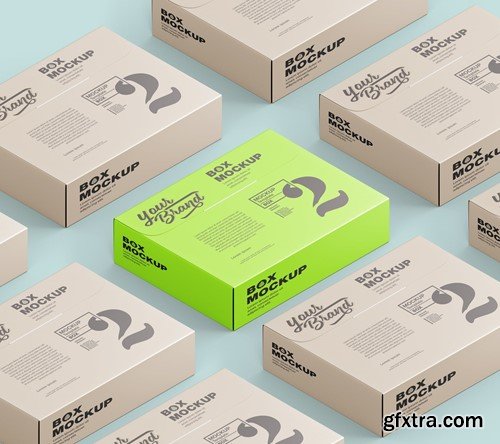 Set of Flat Cardboard Boxes Mockup DLG2LSF