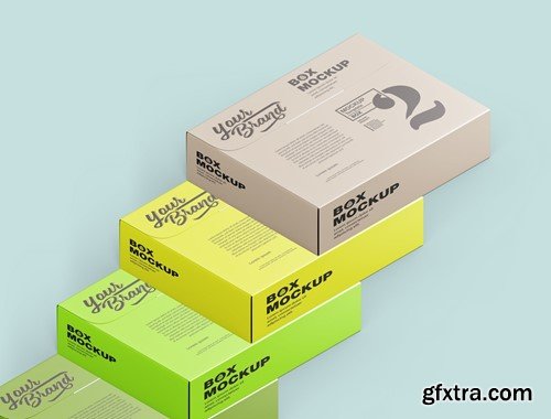 Set of Flat Cardboard Boxes Mockup DLG2LSF