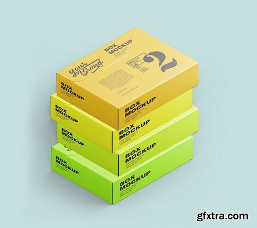 Set of Flat Cardboard Boxes Mockup DLG2LSF