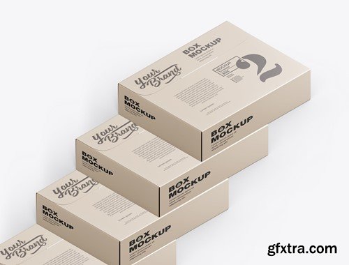 Set of Flat Cardboard Boxes Mockup DLG2LSF