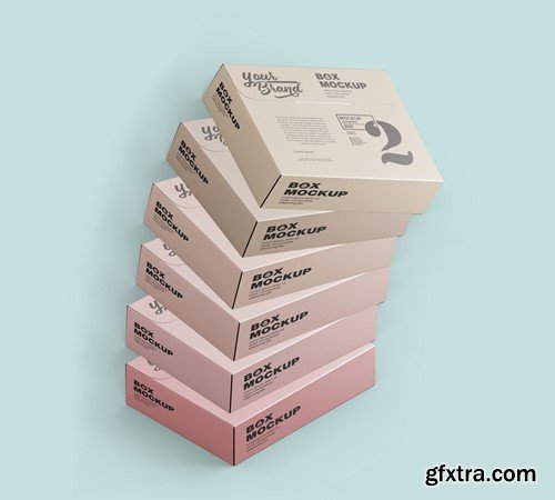 Set of Flat Cardboard Boxes Mockup DLG2LSF