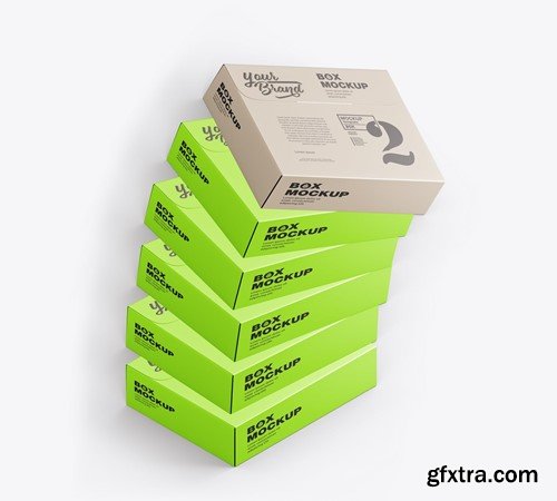 Set of Flat Cardboard Boxes Mockup DLG2LSF