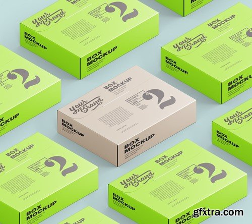 Set of Flat Cardboard Boxes Mockup DLG2LSF