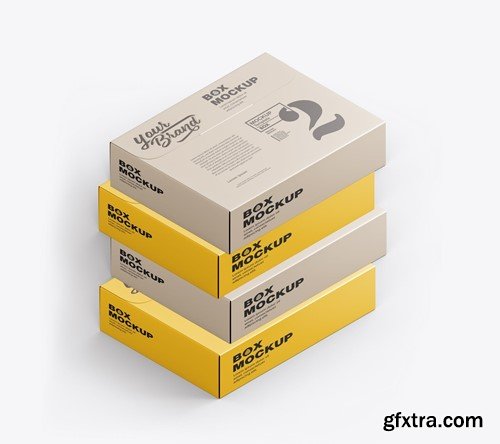 Set of Flat Cardboard Boxes Mockup DLG2LSF