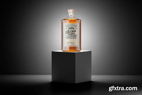 Whiskey Bottle on a Box Mockup 2FR3L5A