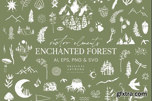 Enchanted Forest Vector Elements Woodland CCA4LN6