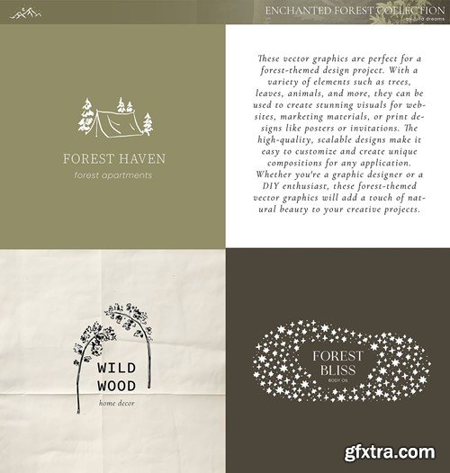 Enchanted Forest Vector Elements Woodland CCA4LN6