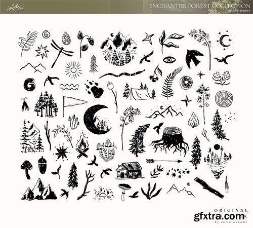 Enchanted Forest Vector Elements Woodland CCA4LN6