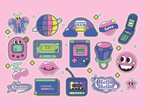 Retro Y2K Vector Illustrations Set 575059490