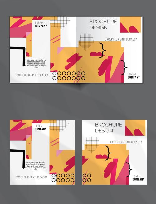 Brochure Cover Layout Set Geometric Shapes and Abstract Bright Rectangles on White 577206136