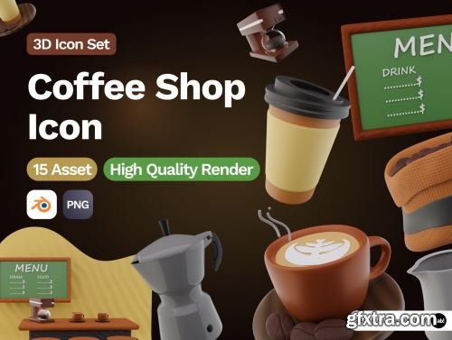 3D Coffee Shop Icon Ui8.net