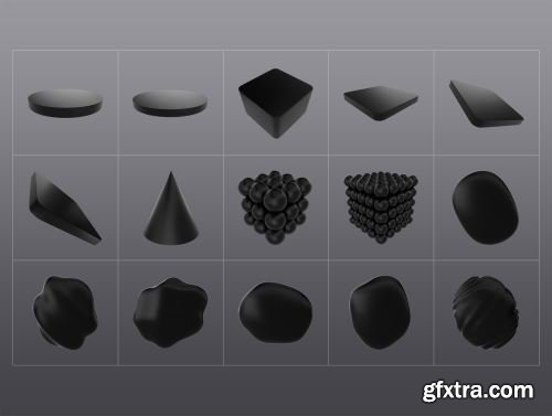 3D Black Shapes Collection Ui8.net