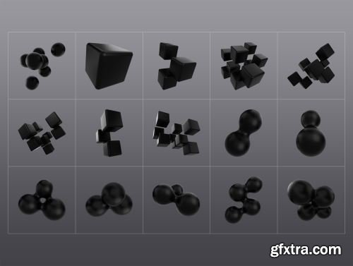 3D Black Shapes Collection Ui8.net